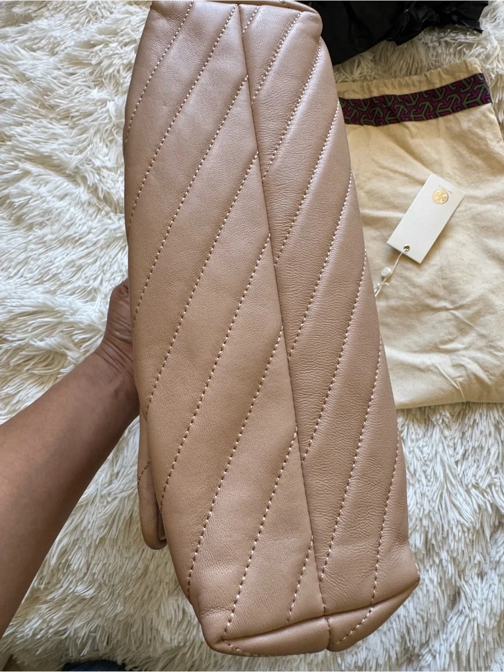 Tory Burch Blush Quilted Chevron Chain Shoulder Bag